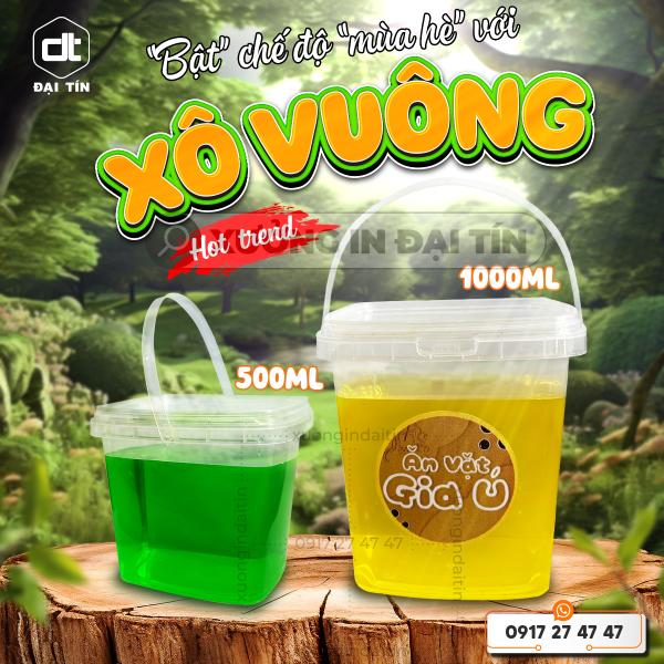 XÔ VUÔNG TRÀ SỮA 700ML, 1000ML