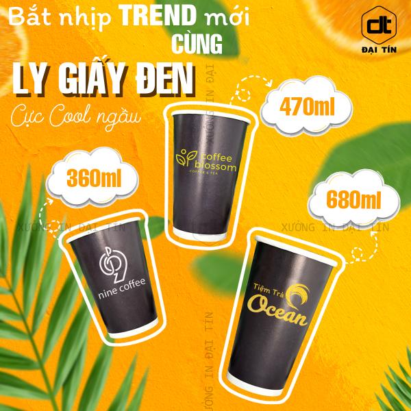 LY ( CỐC ) GIẤY ĐEN 360ML (12oz), 470ML (16oz), 680ML (22oz)