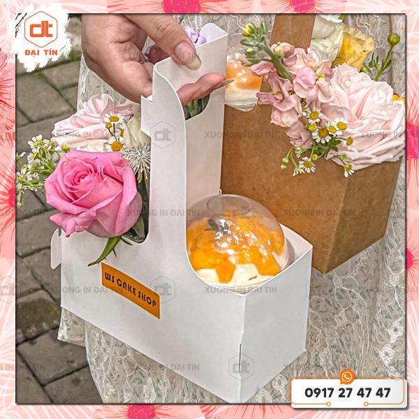 KHAY GIẤY 2 NGĂN ĐỰNG LY ( CỐC ) VÀ HOA