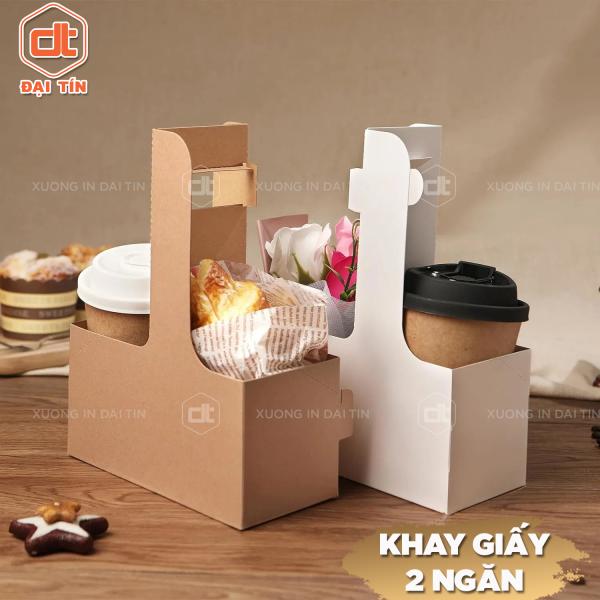 KHAY GIẤY 2 NGĂN ĐỰNG LY ( CỐC ) VÀ HOA