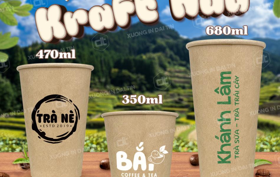 LY ( CỐC ) GIẤY KRAFT NÂU IN 1 LỚP 360ML (12oz), 470ML (16oz), 680ML (22oz)