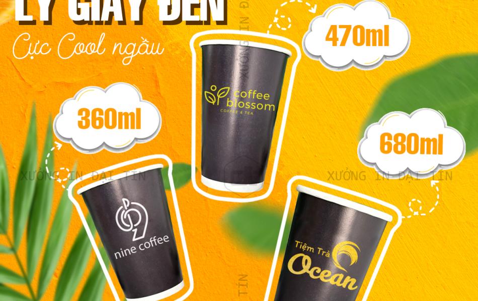 LY ( CỐC ) GIẤY ĐEN 360ML (12oz), 470ML (16oz), 680ML (22oz)