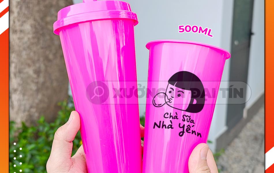 LY ( CỐC ) TIM HỒNG DÂU BÓNG 500ML, 700ML