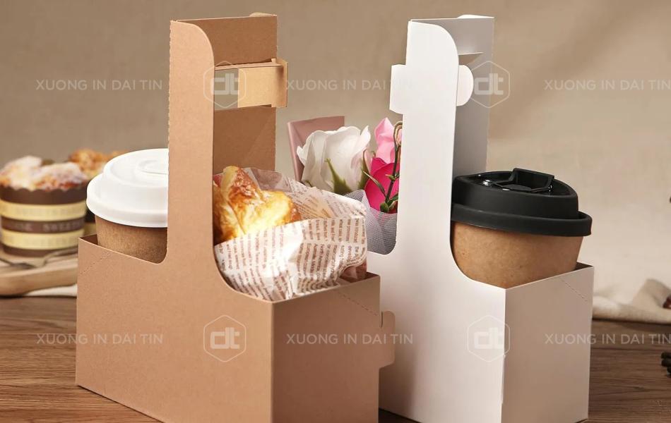 KHAY GIẤY 2 NGĂN ĐỰNG LY ( CỐC ) VÀ HOA