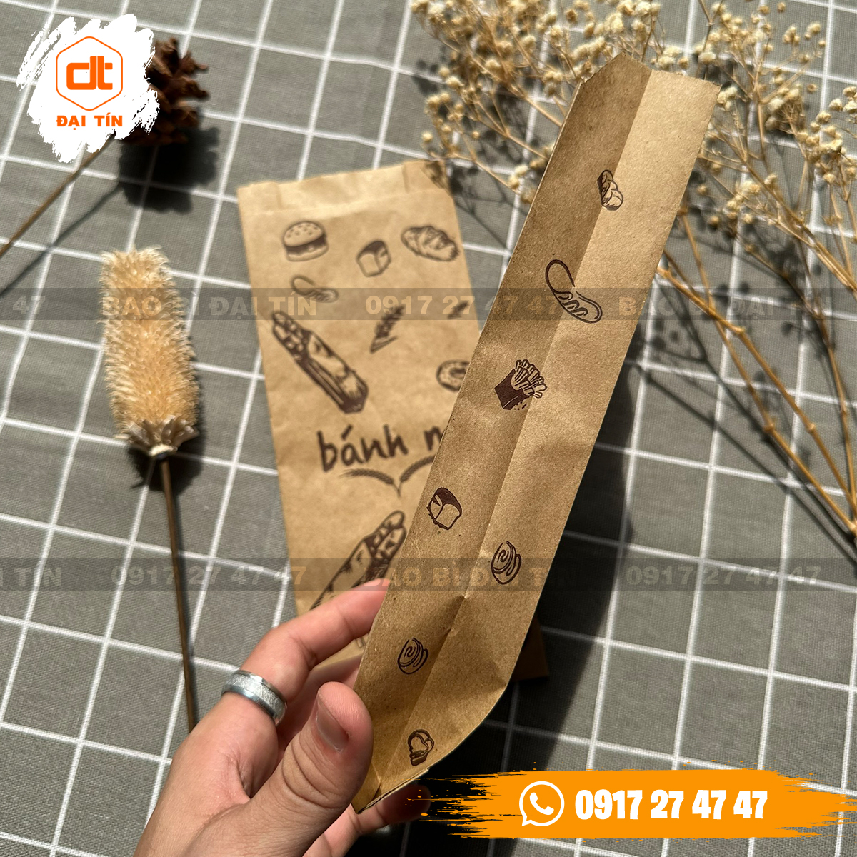 Túi giấy kraft bánh mì nâu