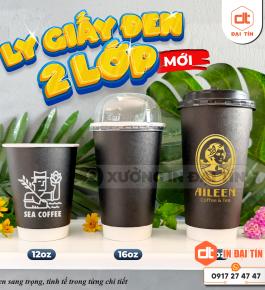 LY ( CỐC ) GIẤY KRAFT ĐEN 2 LỚP 12OZ (360ML), 16OZ (470ML), 22OZ (650ML)