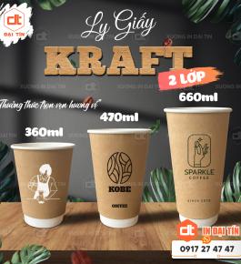 LY ( CỐC ) GIẤY KRAFT NÂU 2 LỚP 360ML (12oz), 470ML (16oz), 650ML (22oz)