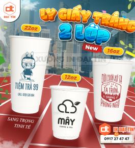 LY ( CỐC ) GIẤY KRAFT TRẮNG 2 LỚP 12OZ (360ML), 16OZ (470ML), 22OZ (650ML)