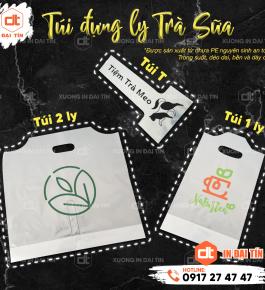 TÚI ĐỰNG LY TRÀ SỮA IN LOGO ( TÚI CHỨ T, TÚI 1 LY, TÚI 2 LY )