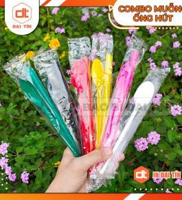 COMBO MUỖNG 20CM + ỐNG HÚT PHI 12