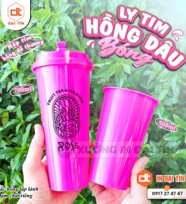 LY ( CỐC ) TIM HỒNG DÂU BÓNG 500ML, 700ML