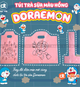 TÚI TRÀ SỮA MÀU HỒNG DORAEMON