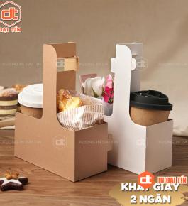KHAY GIẤY 2 NGĂN ĐỰNG LY ( CỐC ) VÀ HOA